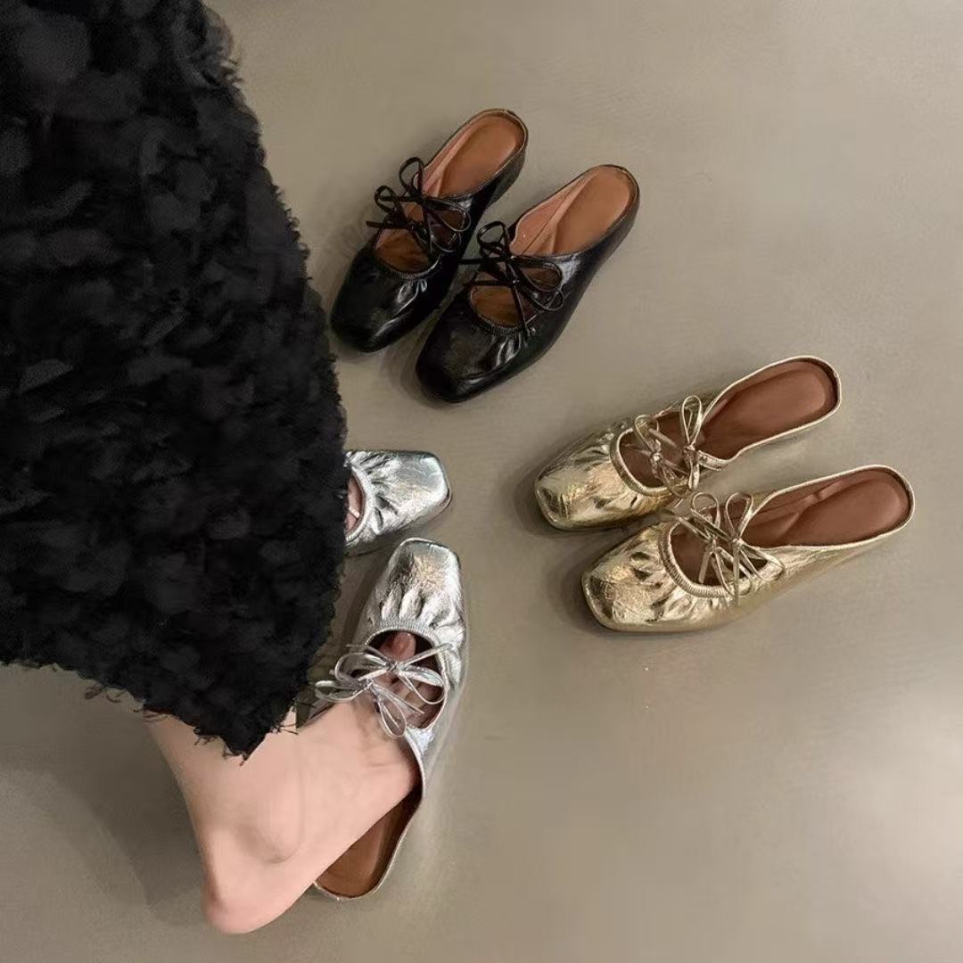 bowknot closed-toe slippers